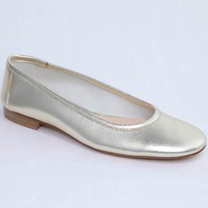 Andrea Carrano Bambola Ballerina Flat Leather Silver NWB